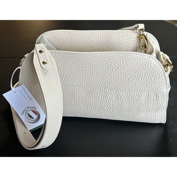 Anna Paola Handbags - NEW Anna Paola Italian Leather‎ Handbag Ivory/latte Shoulder Bag Removable Strap